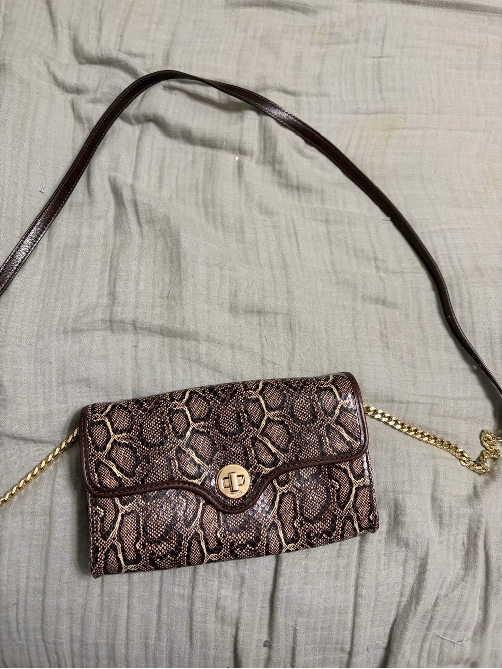 Brahmin Polina Caswell Snake-Print Embossed Crossbody with Gold Hardware